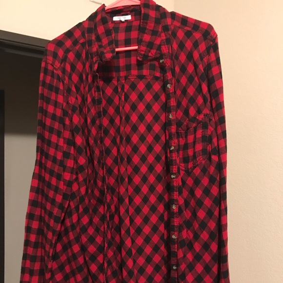 Maurices Tops - Red and black long sleeve, button up flannel shirt